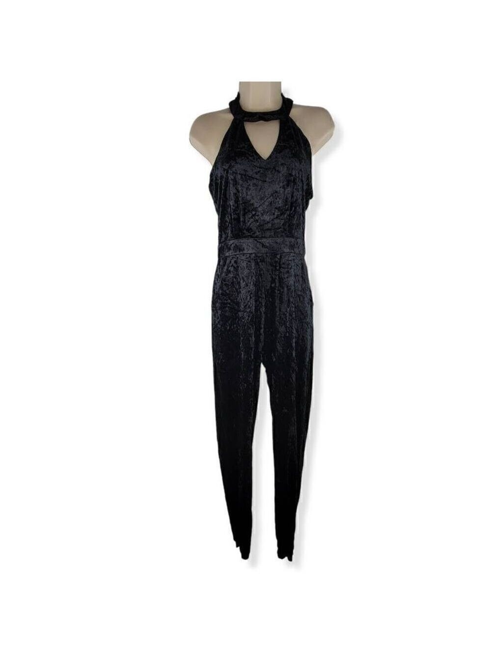 The Edit By Seventeen Black Velvet Jumpsuit Size 5
